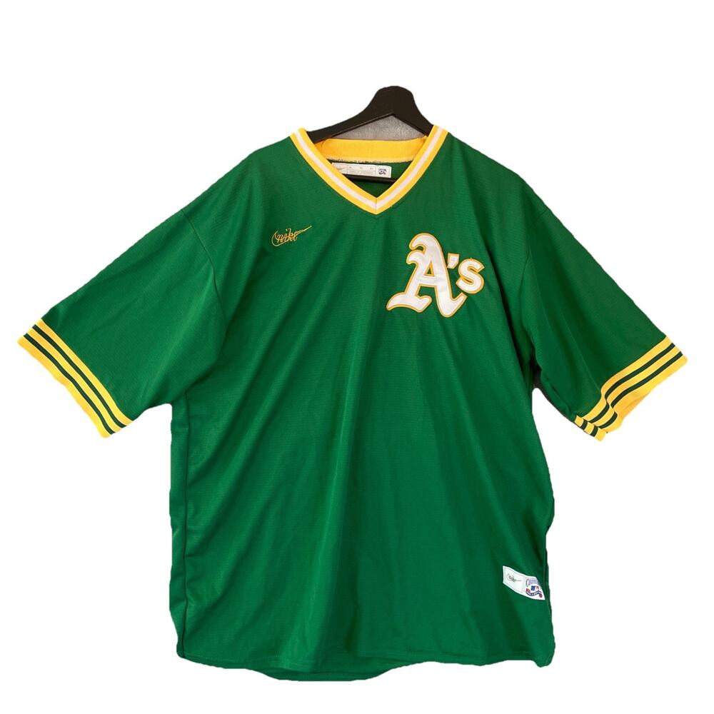 Oakland A's Nike Cooperstown Money Miller Baseball Jersey Men's XL Kelley Green